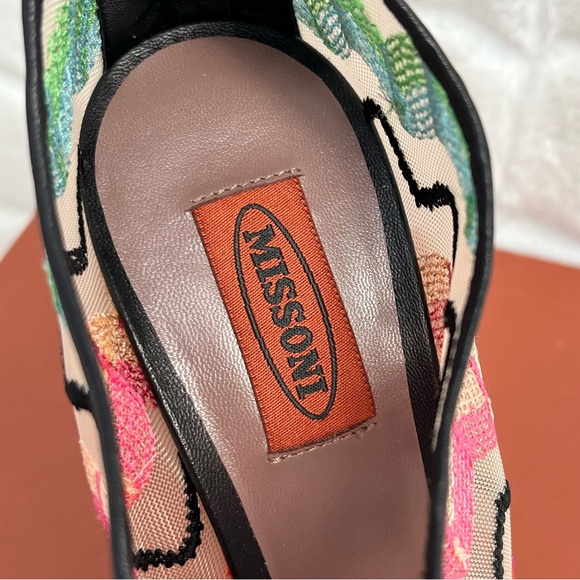 NIB Missoni Zig Zag Multicolor Embroidered Mesh Peep Toe Booties - Picture 13 of 13